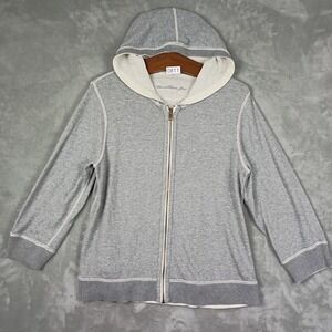 Caribbean Joe Terry Cloth Reversible Hoodie Womens L Gray  Zip  Gorpcore Boho